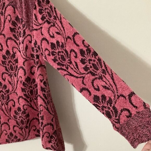 NWT Energe Pink and Black Paisley Boho Chic Oversized Whimsigoth Sweater Small - Picture 6 of 10
